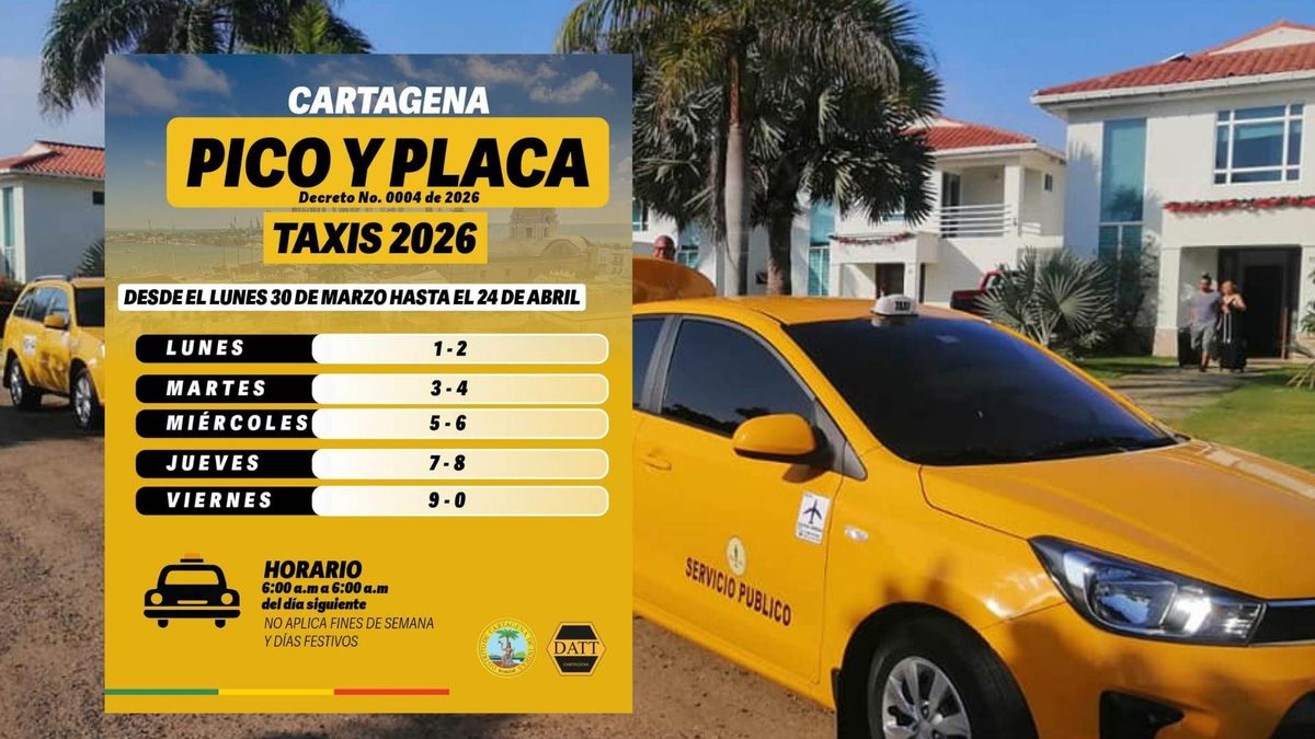 Pico y placa para taxis en Cartagena