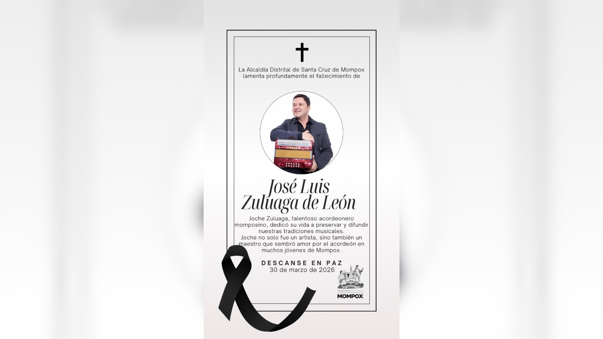 Póster de la muerte de Joche Zuluaga