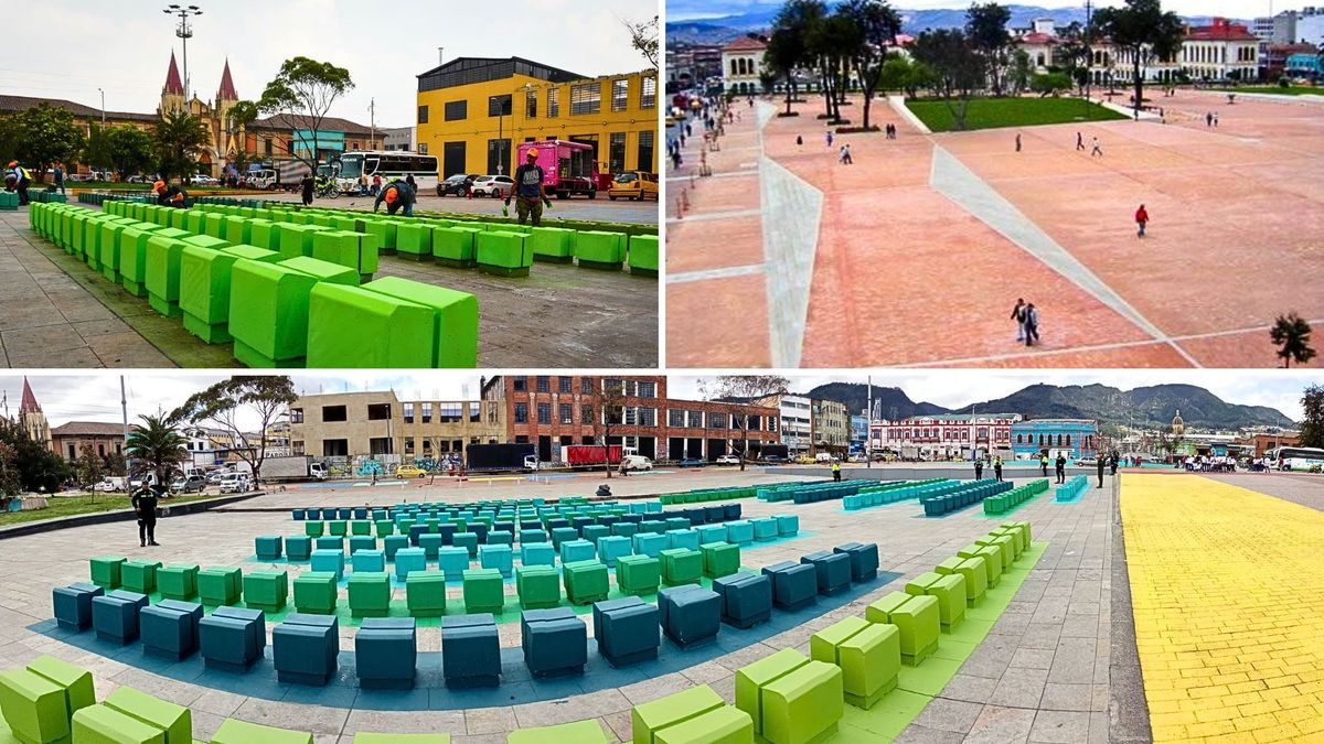 Recuperan Plaza España en Bogotá: toneladas de basura y cambuches fueron retirados