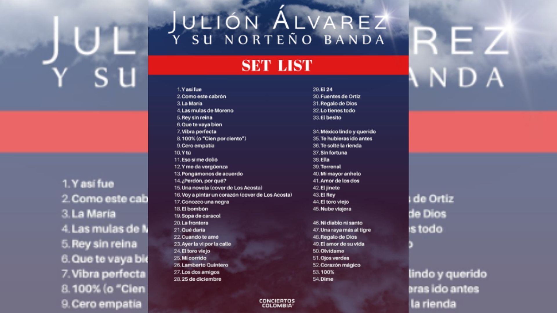 Set List del concierto de Julión Álvarez