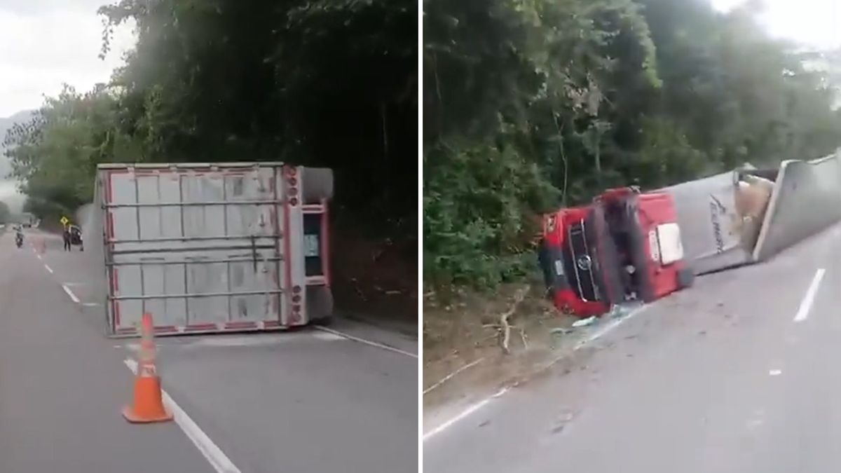 Tractocamión volcado en vía Villeta-La Vega
