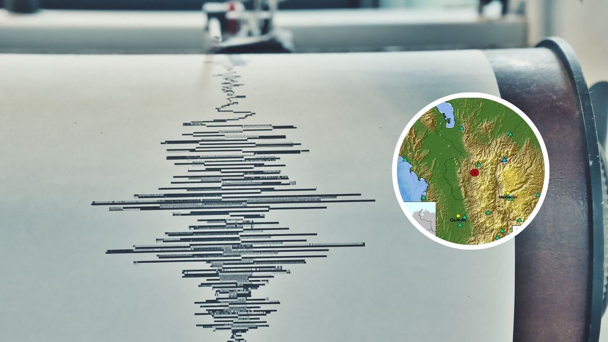 Sismógrafo e imagen del punto de epicentro del temblor en el mapa