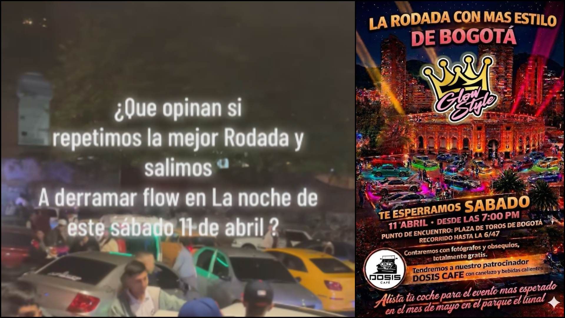 Convocatoria del evento de carros en Bogotá