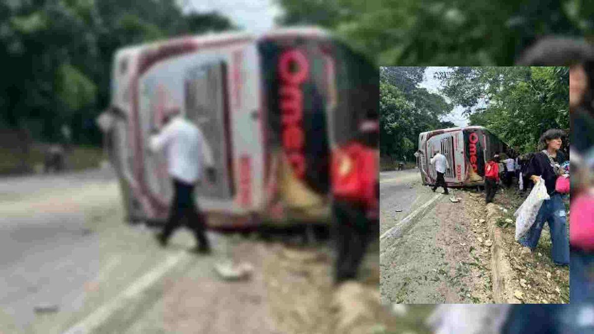 Bus se volcó en la vía Sardinata - Cúcuta y deja varios heridos.