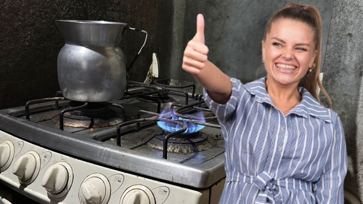 Estufa de gas - mujer feliz
