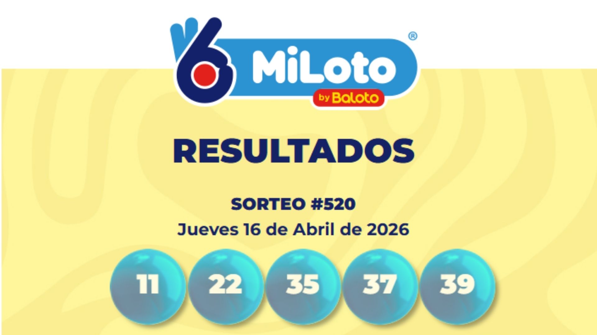 Resultados del sorteo No. 0520 de MiLoto