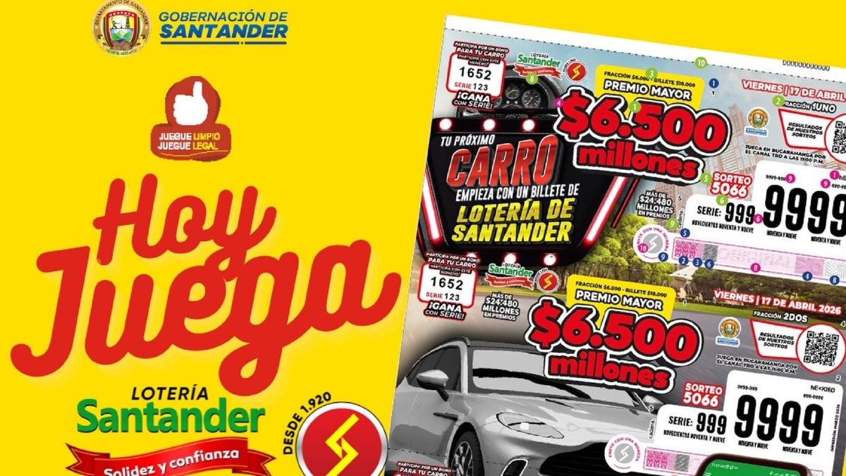 Billete Lotería Santander abril 17 2026