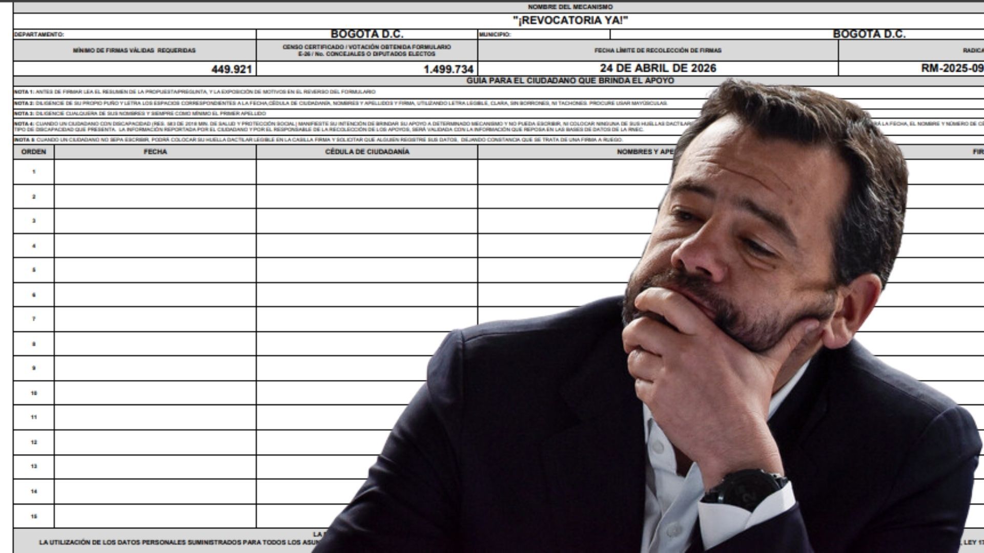 Tiembla Galán Radican 500.000 firmas para sacarlo de la Alcaldía