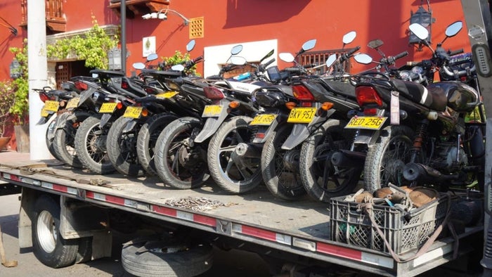 Motos inmovilizadas en el Centro de Cartagena