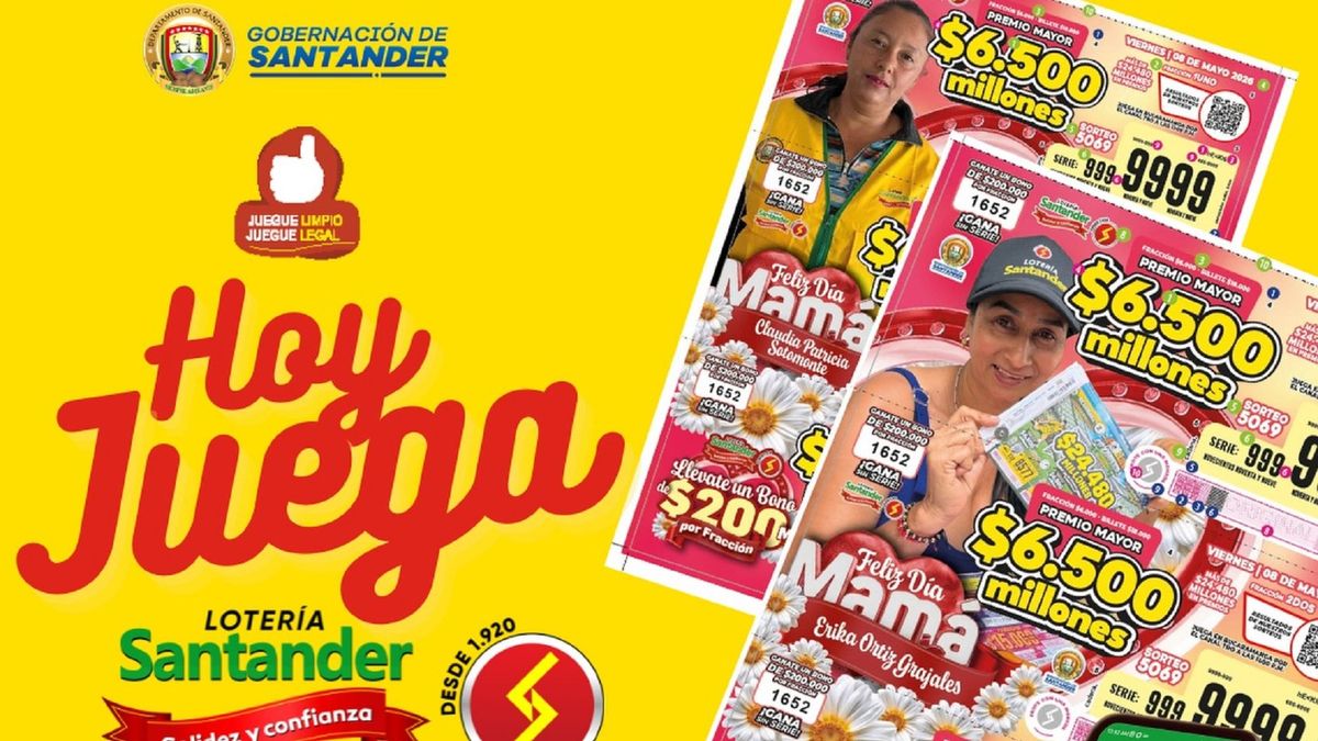 Lotería de Santander billete mayo 8