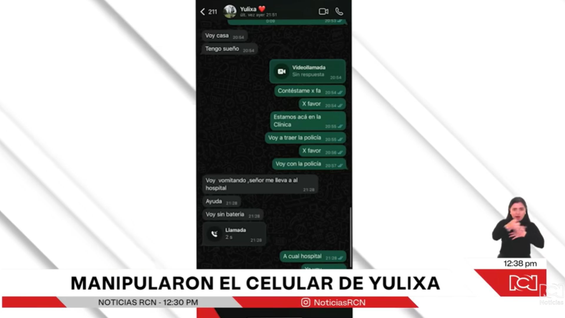Manipulación del celular de Yulixa Toloza.