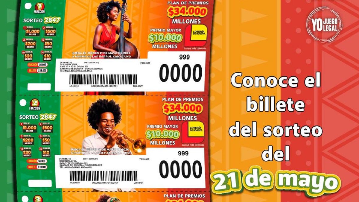 Billete Lotería de Bogotá mayo 21