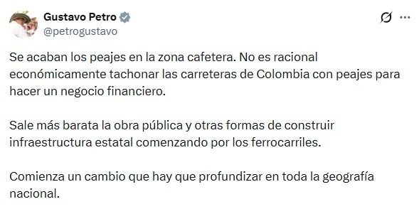 Publicación del presidente Petro