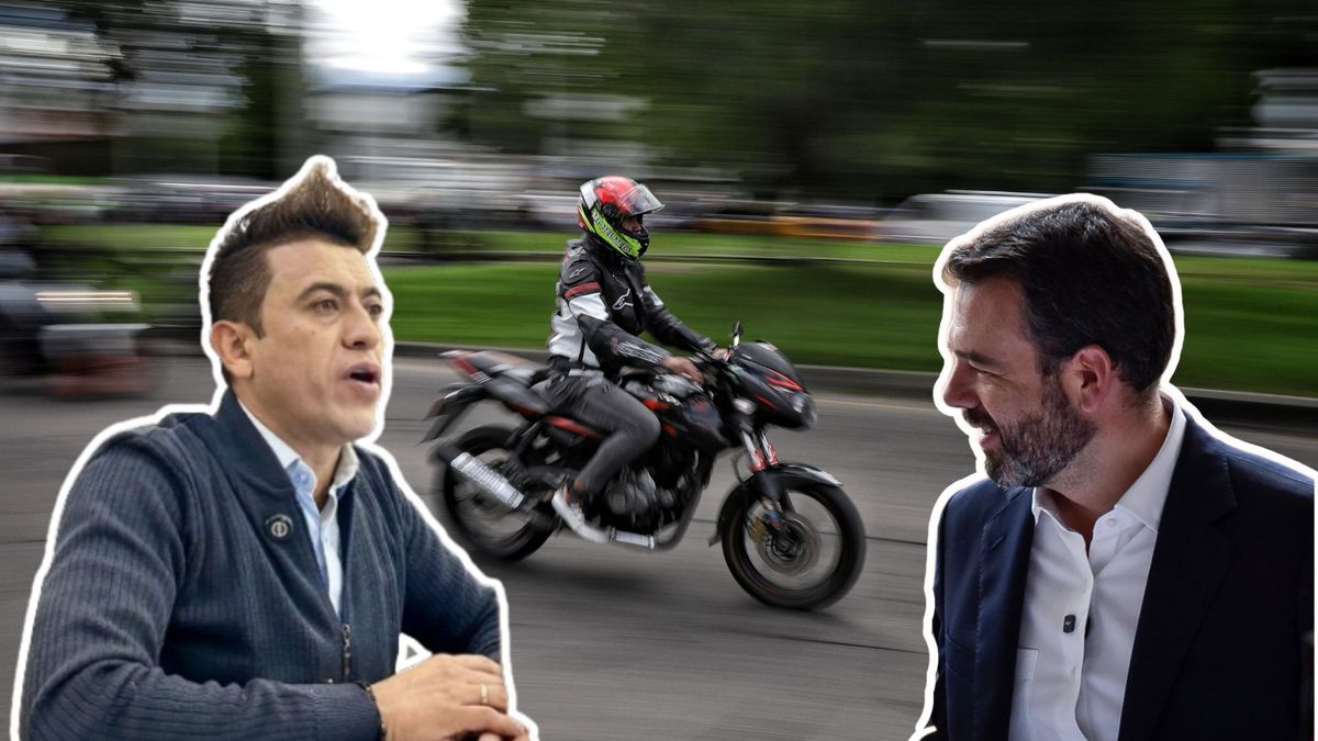 Concejal Fuchi, conductor de motocicleta y Carlos Fernando Galán
