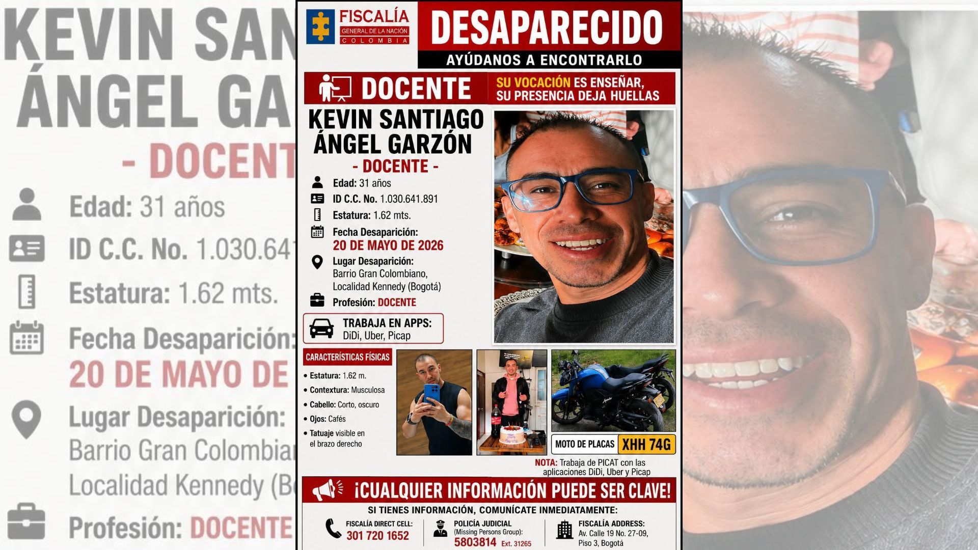 ¿Cómo iba vestido Kevin Santiago Ángel el día de su desaparición?