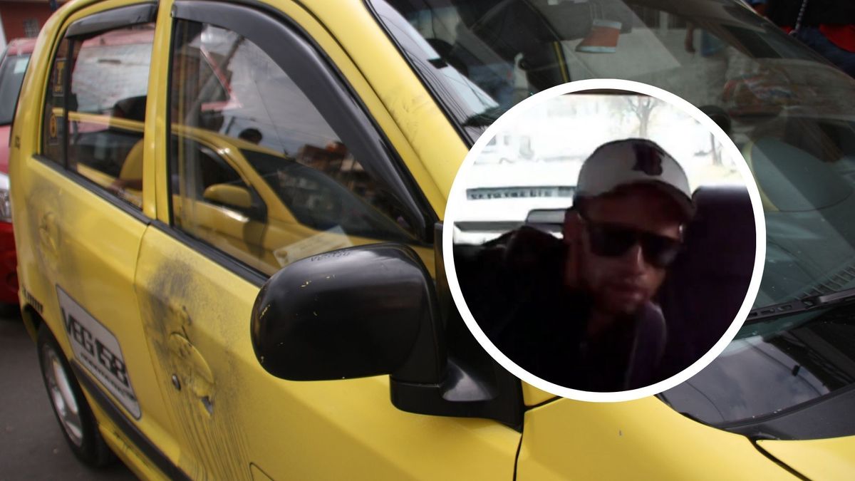 Taxi y foto del presunto ladrón que robó a taxista