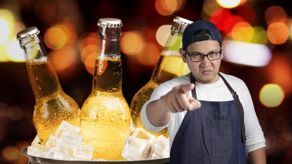 Bebidas alcohólicas y dueño de bar enojado