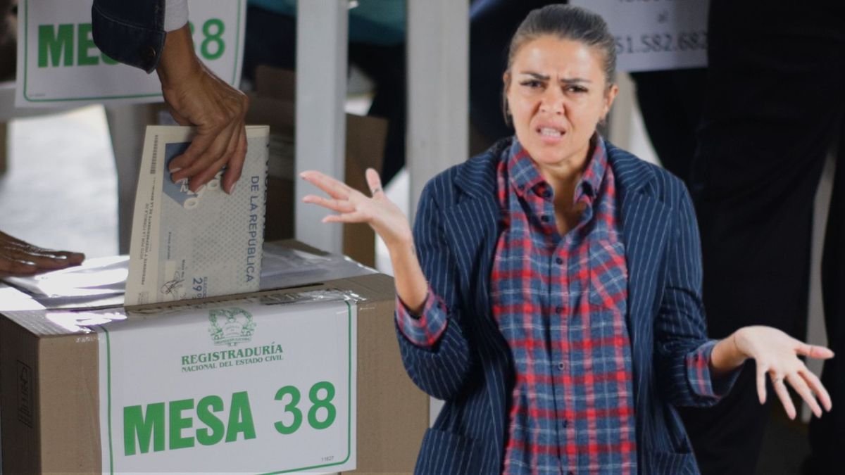 Mesa de votación en Bogotá - mujer molesta