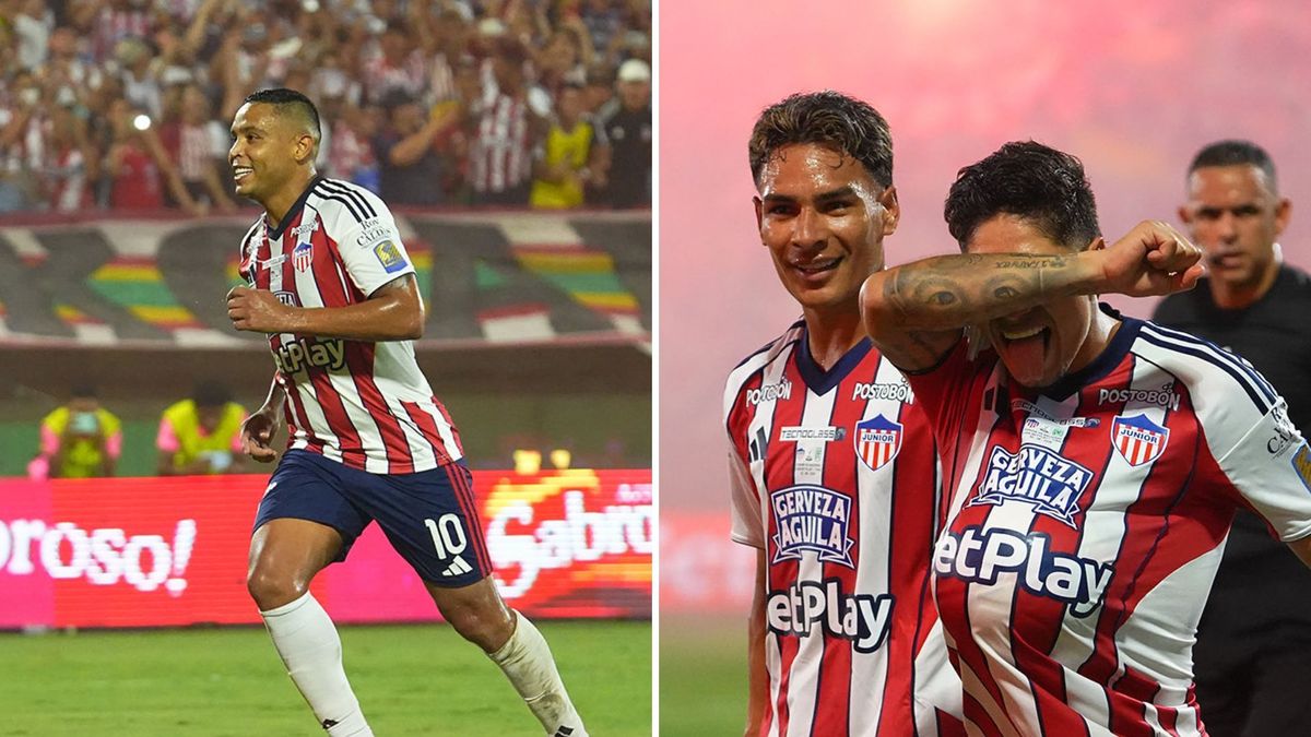 Luis Fernando Muriel y Brayan Castrillón celebrando sus goles.