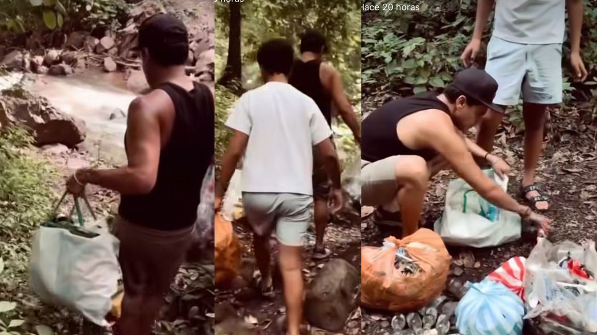 Silvestre recogiendo basura