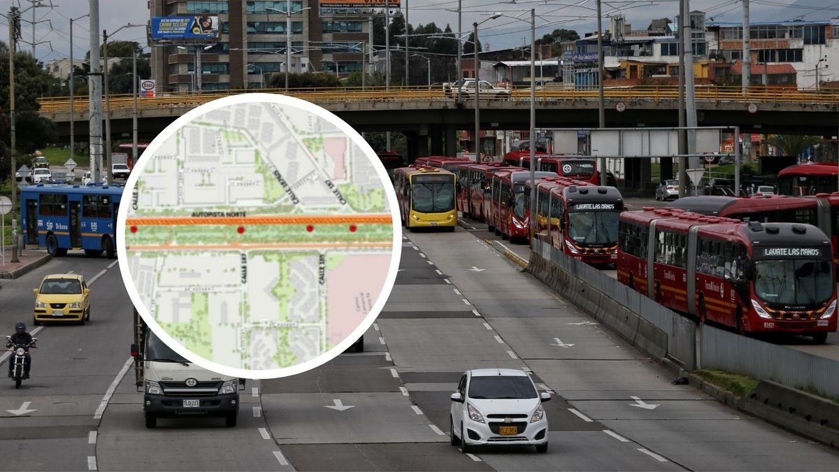 Autopista Norte y punto exacto del cierre de carriles