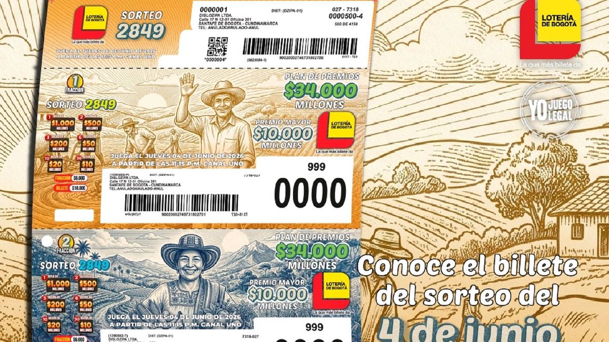 Billete Lotería de Bogotá junio 4 2026