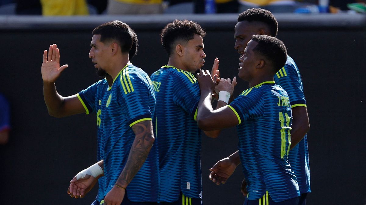 Jugadores de la Selección Colombia celebrando un gol
