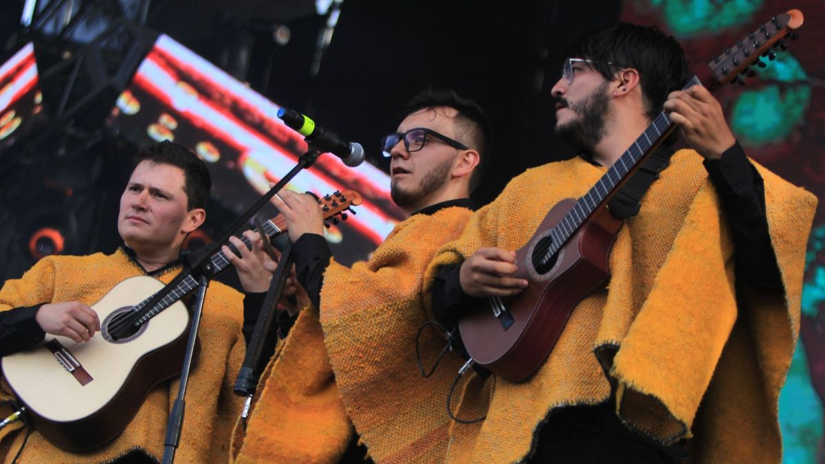 Grupo de carranga vistiendo ruanas