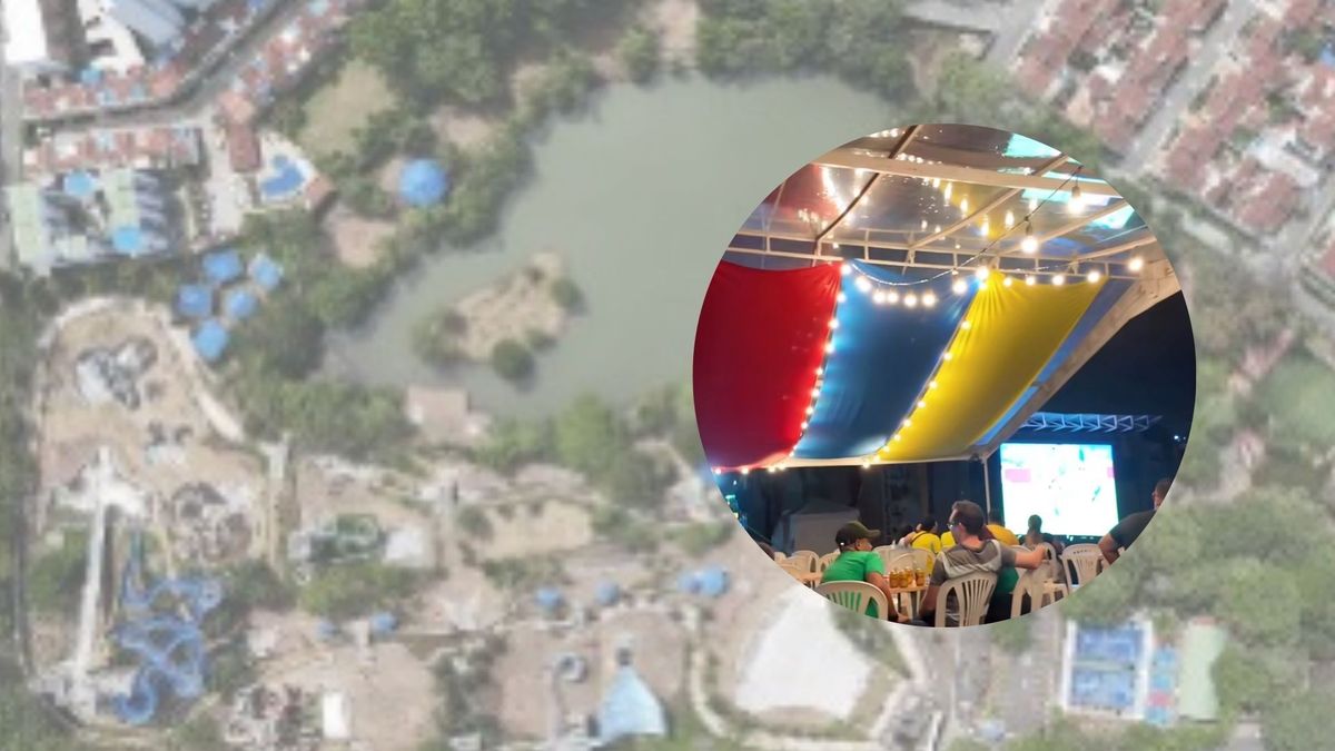 Transmisión de partidos del Mundial en el Parque El Lago de Floridablanca