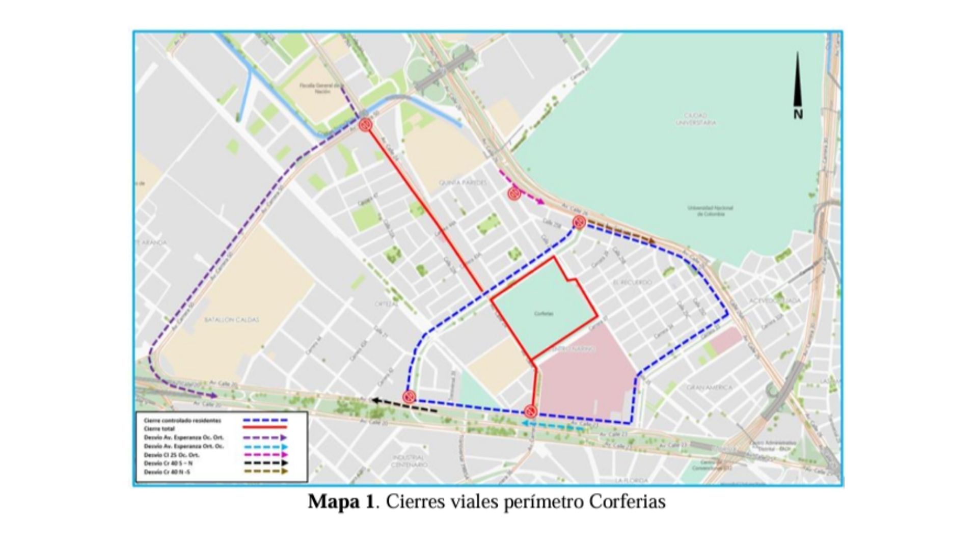 Cierres viales perímetro Corferias