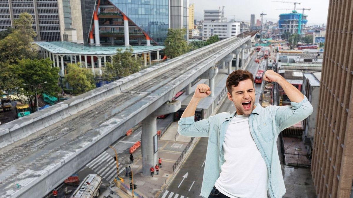 Estación de Transmilenio de la calle 26 y usuario contento