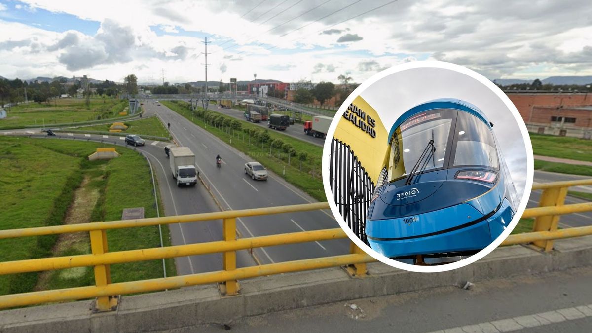 Sector de Tres Esquinas en Funza y tren de RegioTram