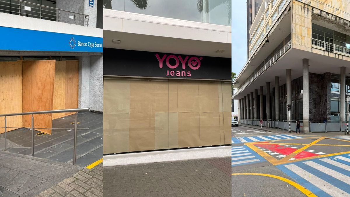 Locales comerciales y bancos en Pereira amanecieron con sus fachadas protegidas ante posibles alteraciones del orden público en elecciones