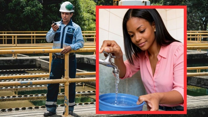 Técnico de Aguas de Cartagena - mujer con un balde