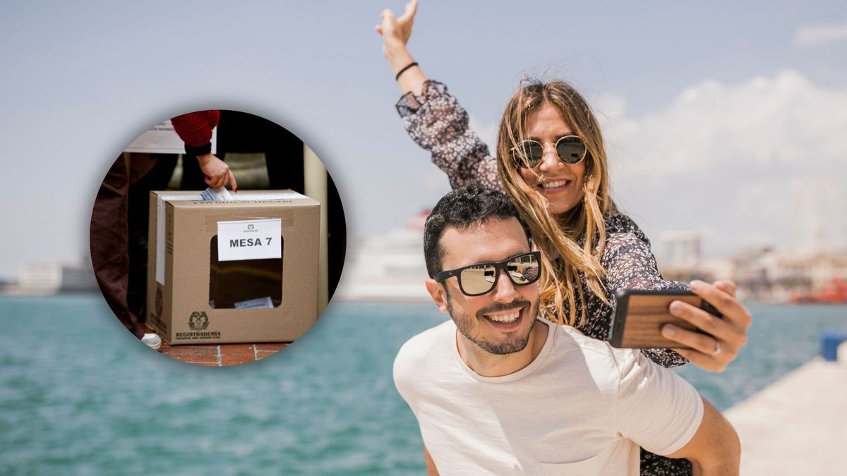 Personas de vacaciones y urnas de elecciones