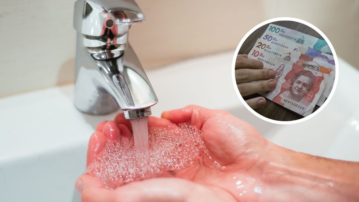 Llave del agua y billetes colombianos