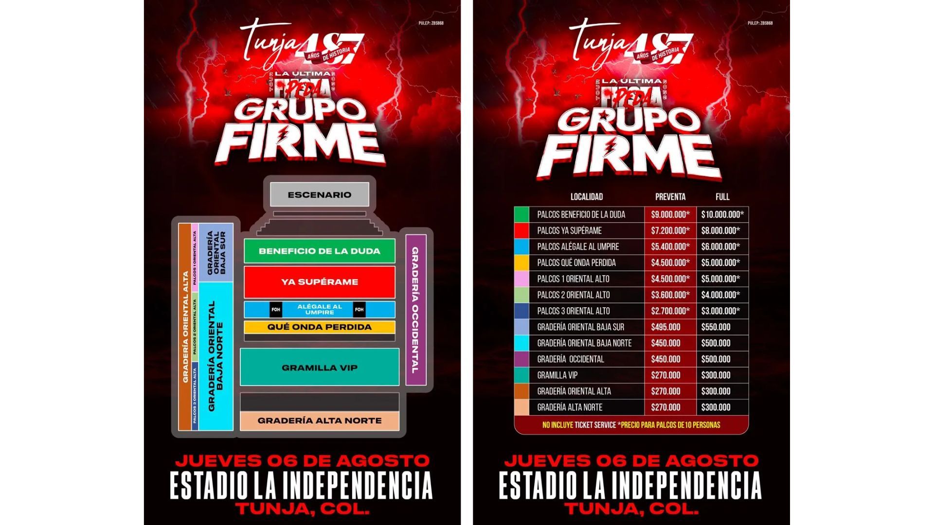 Precios de las boletas para Grupo Firme