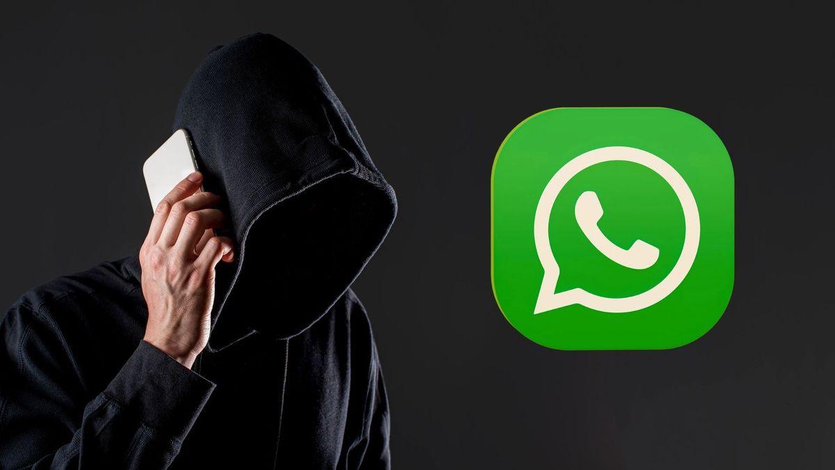 Estafador por llamada y logo de WhatsApp