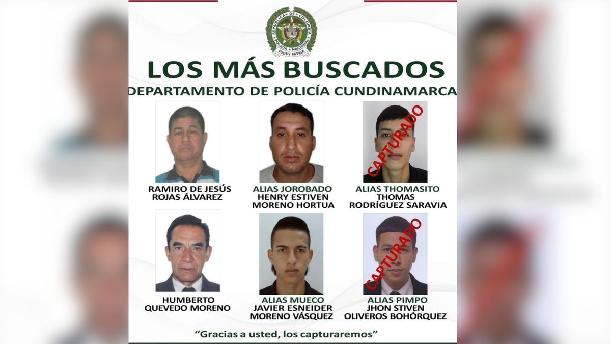 Cartel de los más buscados de Cundinamarca