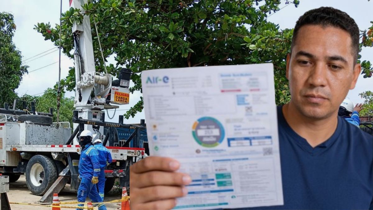 Técnicos de Air-e (fondo) - recibo de la luz de Air-e