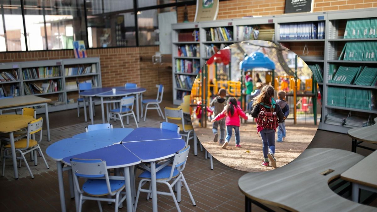 Colegio y estudiantes de vacaciones