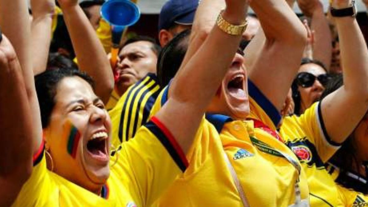 Hinchas de Colombia celebrando