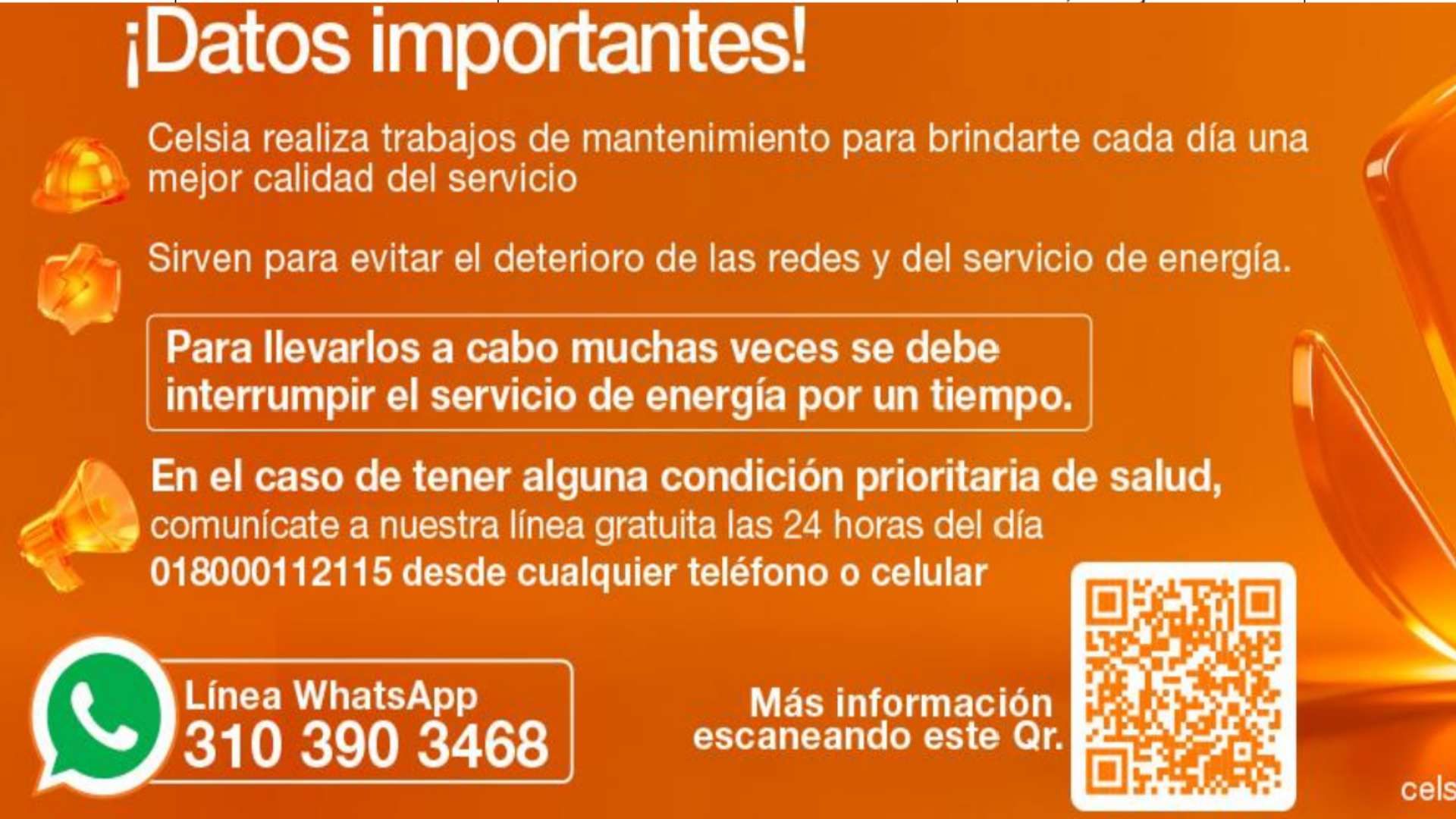 Información de mantenimientos de redes en Tolima.