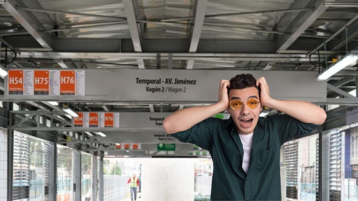 Vagón de la estación Av. Jiménez y usuario preocupado