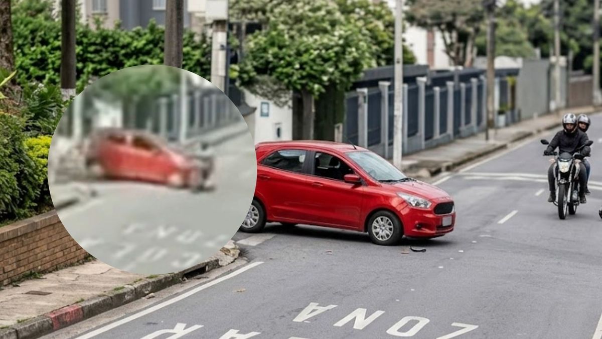 Accidente de tránsito en Floridablanca, carro rojo
