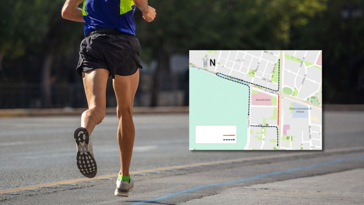 Persona corriendo y cierre vial