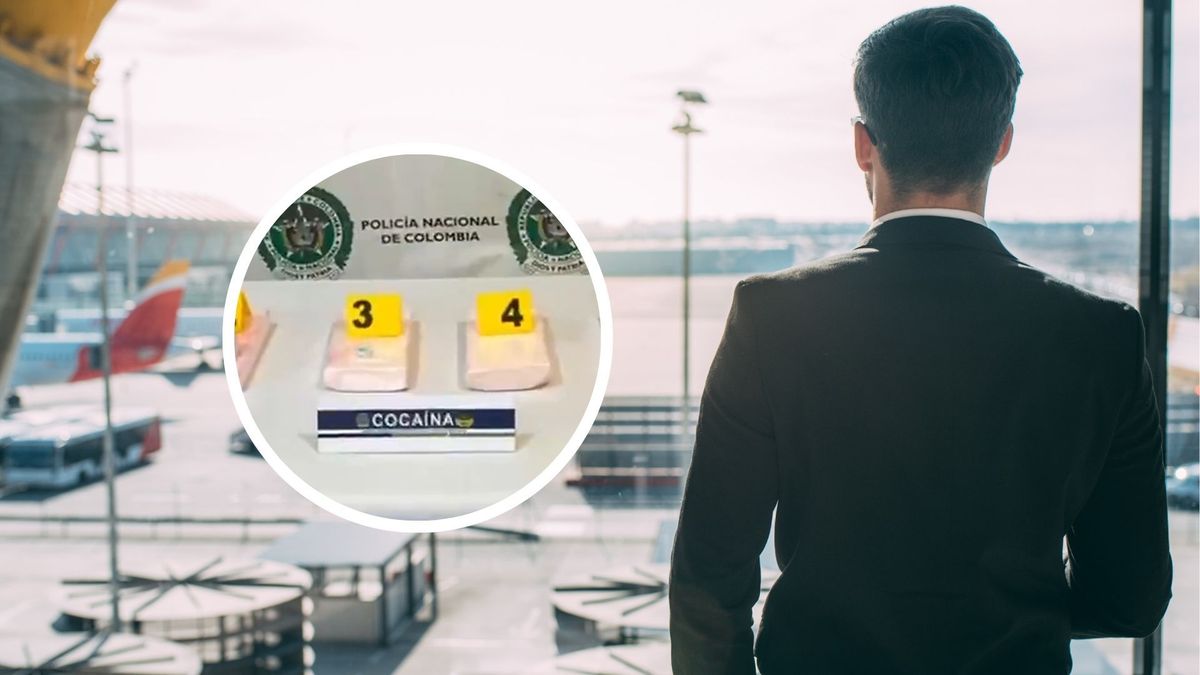 Piloto en aeropuerto y droga incautada