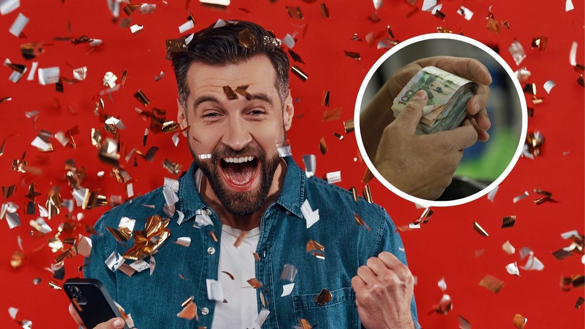 Ganador de lotería y billetes colombianos