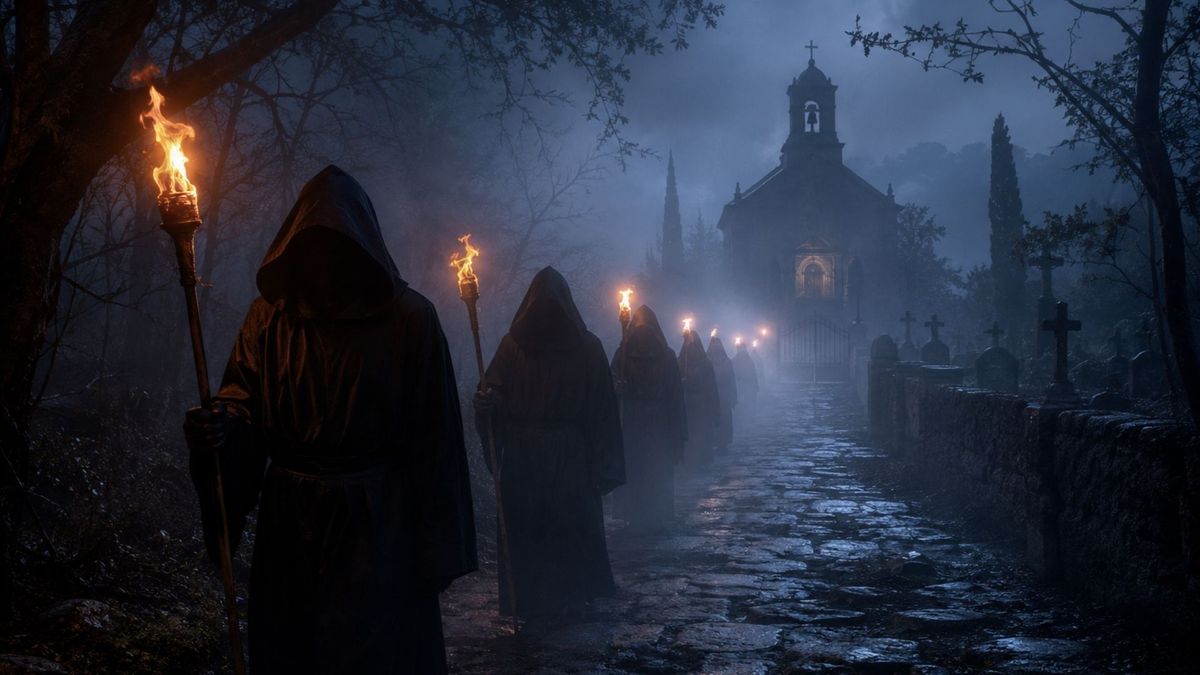 La Santa Compaña anunciando la cercanía de una muerte