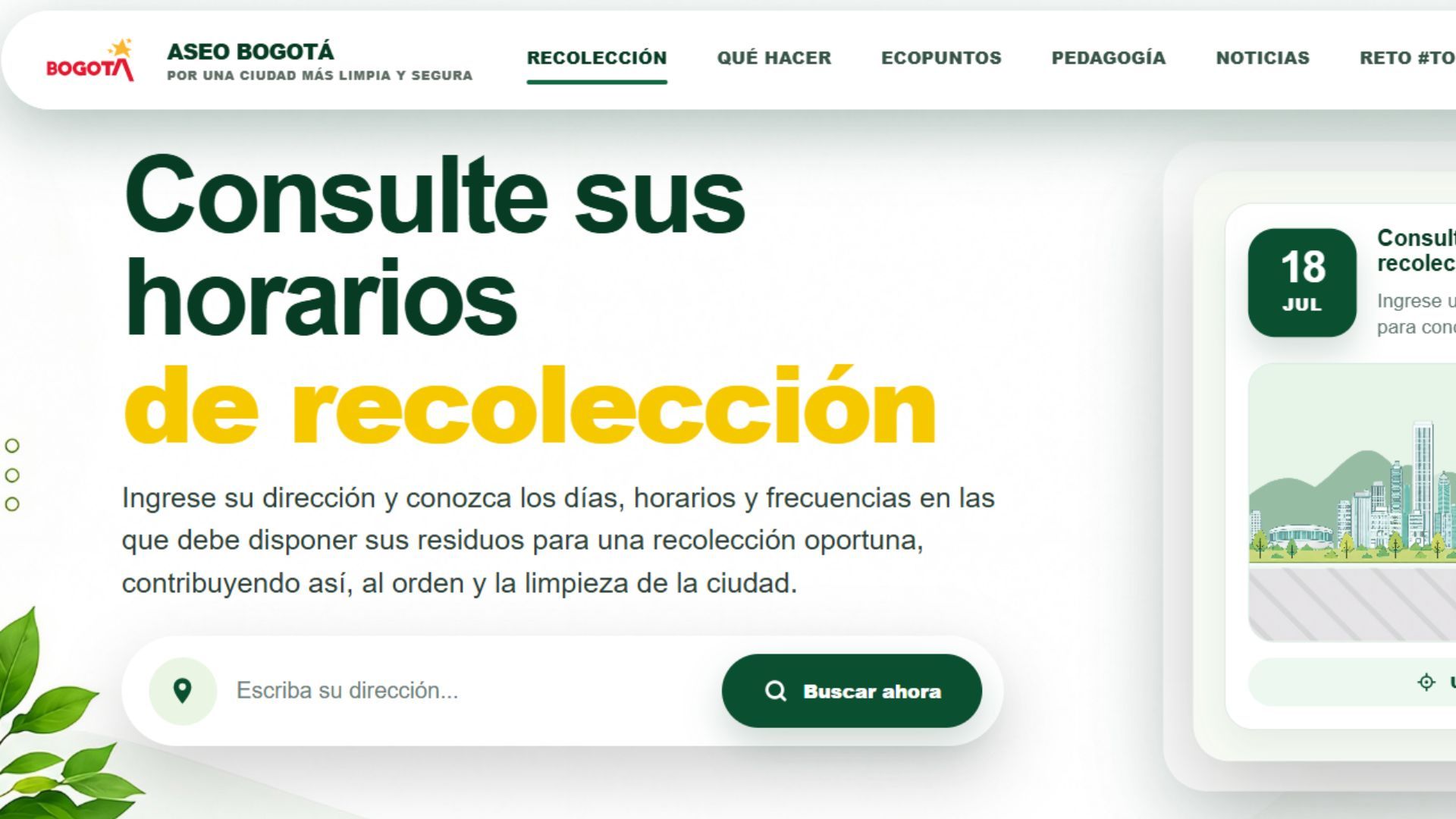 ¿Cómo consultar los horarios de recolección de basura en Bogotá en Aseo Bogotá?